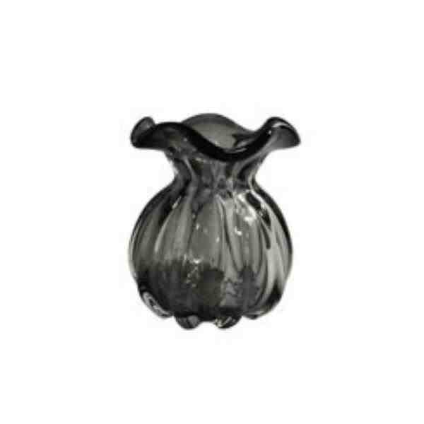 VASO DE VIDRO ITALY CINZA 10X11CM