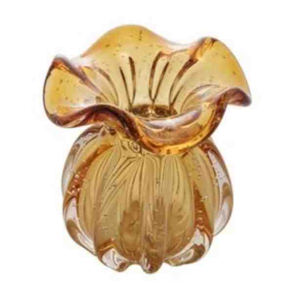 VASO DE VIDRO ITALY AMBAR 11,5X13CM