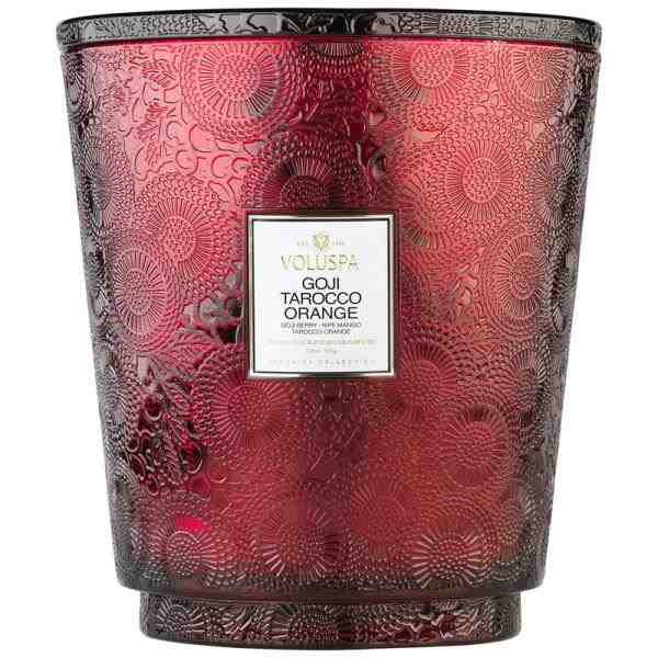 VELA POTE VIDRO +250H 5 PAVIOS GOJI TAROCCO ORANGE