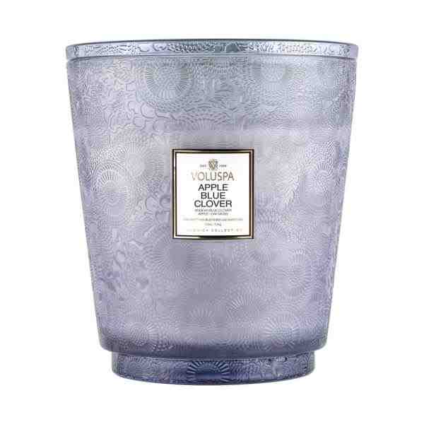 VELA POTE VIDRO +250H 5 PAVIOS APPLE BLUE CLOVER