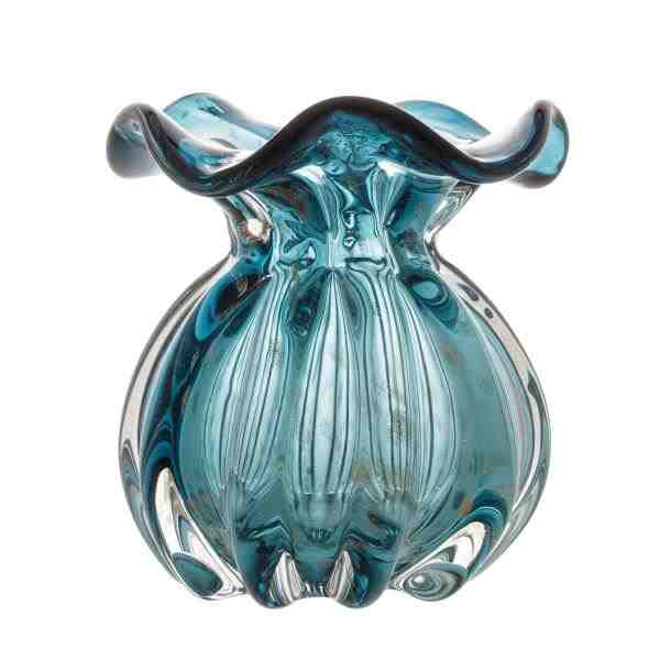 VASO DE VIDRO ITALY AZUL MARINHO E ROSE 10X11CM