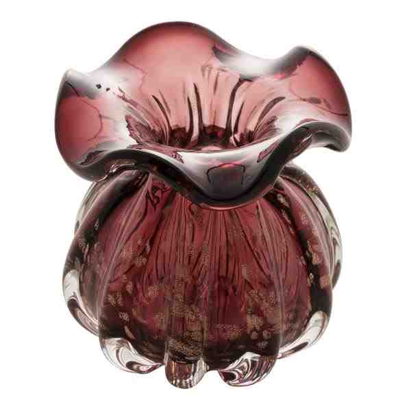 VASO DE VIDRO ITALY PURPERA E ROSE 10X11CM
