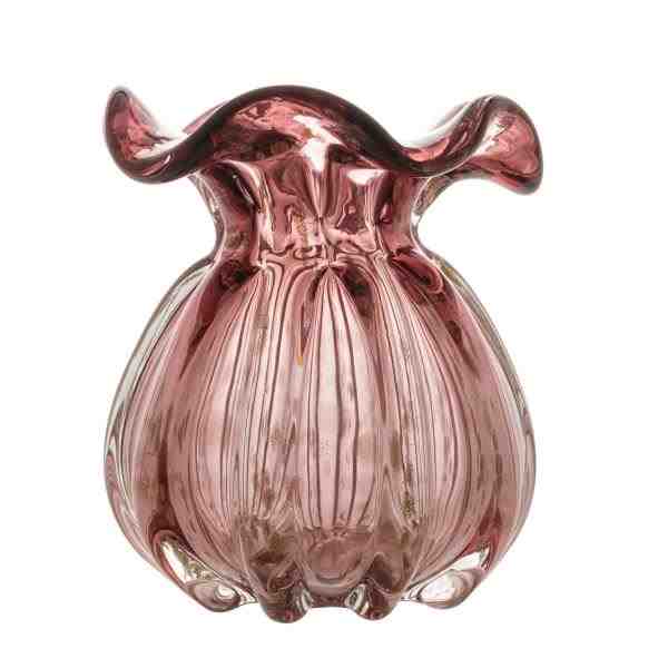 VASO DE VIDRO ITALY PURPERA E ROSE 11,5X13CM