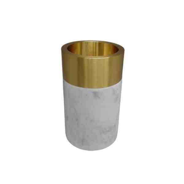 VASO BRANCO C/ METAL DOURADO M