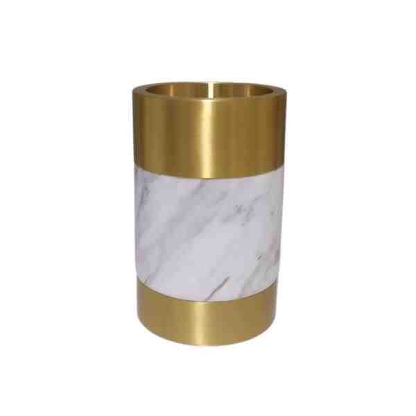 VASO BRANCO C/ METAL DOURADO P