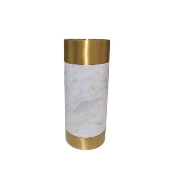 VASO BRANCO C/ METAL DOURADO G