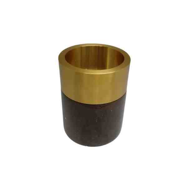 VASO MARROM C/ METAL DOURADO – P