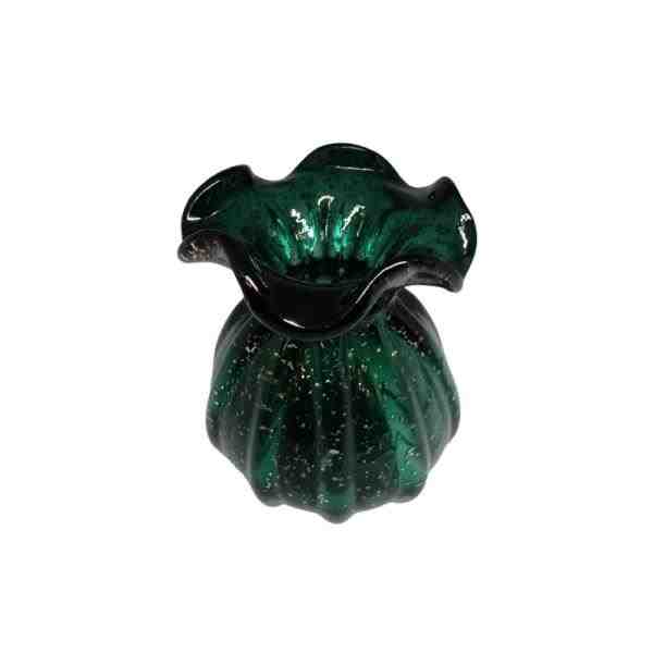 VASO DECOR VIDRO VERDE E DOURADO