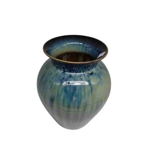 VASO DECOR CERAM VERDE/PRETO