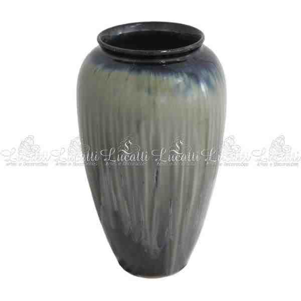 VASO G DECOR CERAM VERDE/PRETO