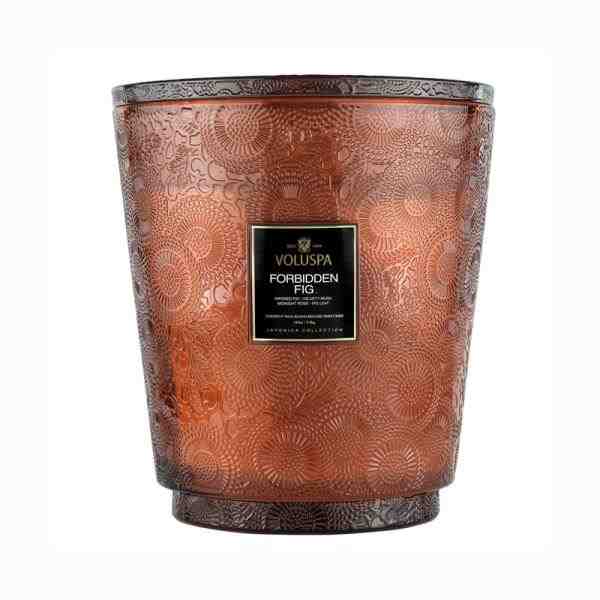 VELA POTE VIDRO +250H 5 PAVIOS FORBIDDEN FIG