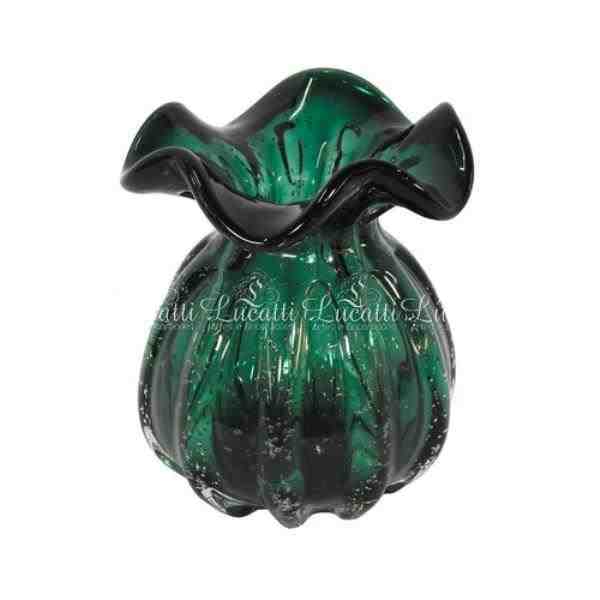 VASO DECOR EM VIDRO VERDE ESCURO