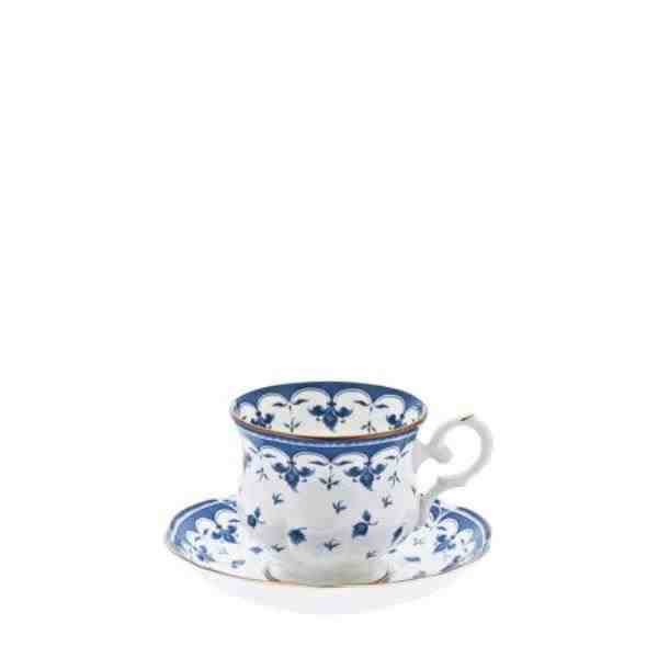 XICARA/PIRES CAFE BLUE LEAF 100 ML / 12 CM PORCELANA CX C/ 6