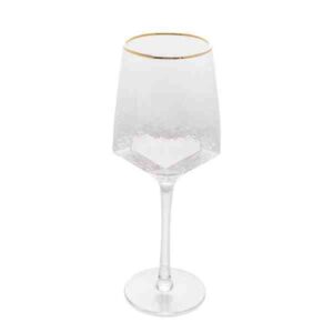 CJ 2 TAÇAS DE CRISTAL DE CHUMBO P/ VINHO C/ BORDA DOURADA TAJ 600ML