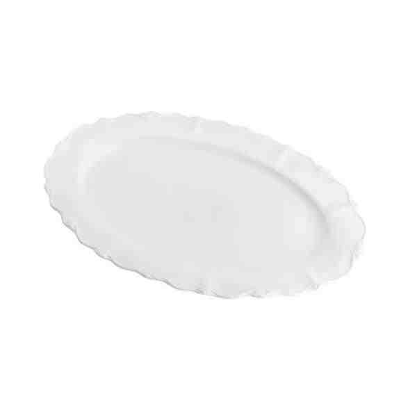TRAVESSA PORC OVAL FANCY BRANCO 28X19X3CM