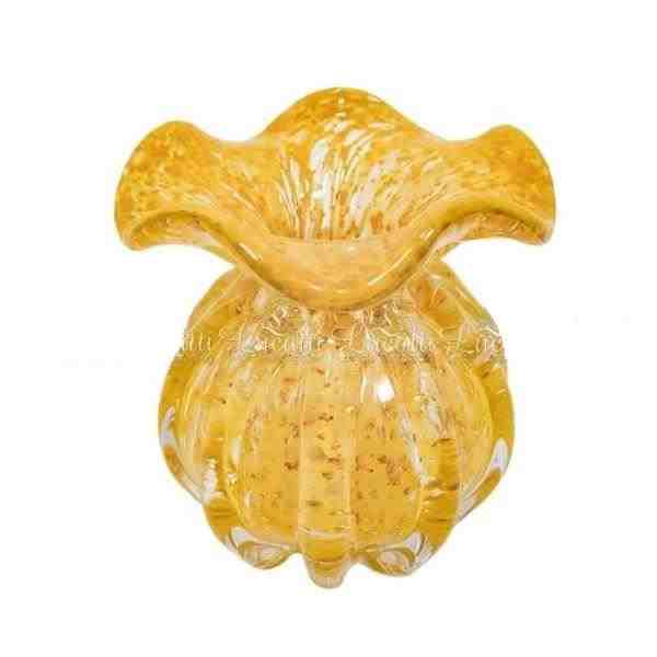 VASO P DECOR. EM VIDRO DAMASCO C/ DOURADO