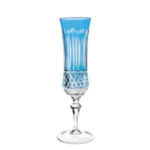 JG 6 TACAS CRISTAL P/CHAMPAGNE 210ML AZUL CLARO