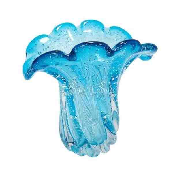 VASO DECOR EM VIDRO AZUL CLARO