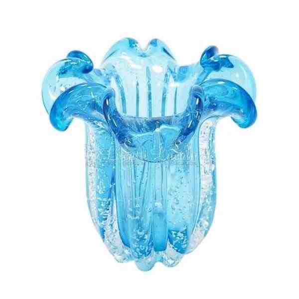 VASO DECOR VIDRO AZUL CLARO