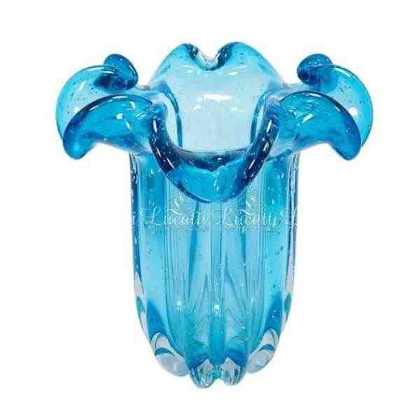 VASO DECOR VIDRO AZUL CLARO