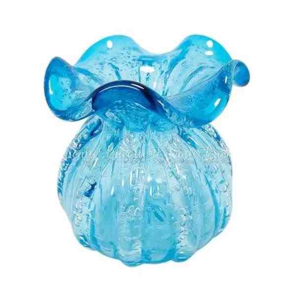 VASO DECOR VIDRO AZUL CLARO