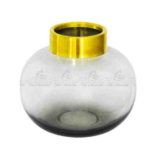 VASO DECOR EM VIDRO CINZA/ DOUR