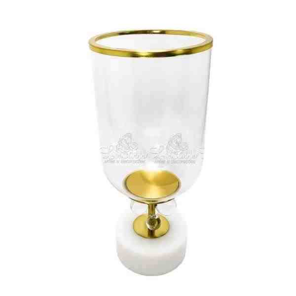 VASO METAL CRISTAL E MARMORE P