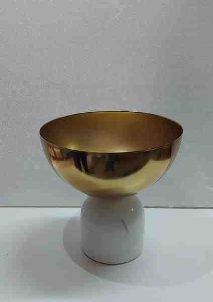 VASO MARM BRANCO E METAL P