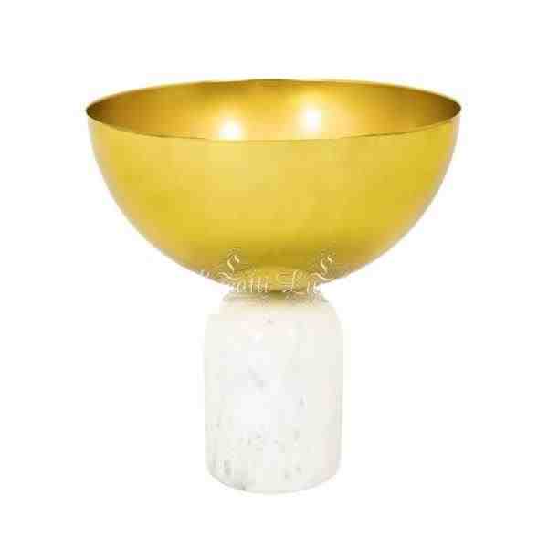 VASO MARM BRANCO E METAL G