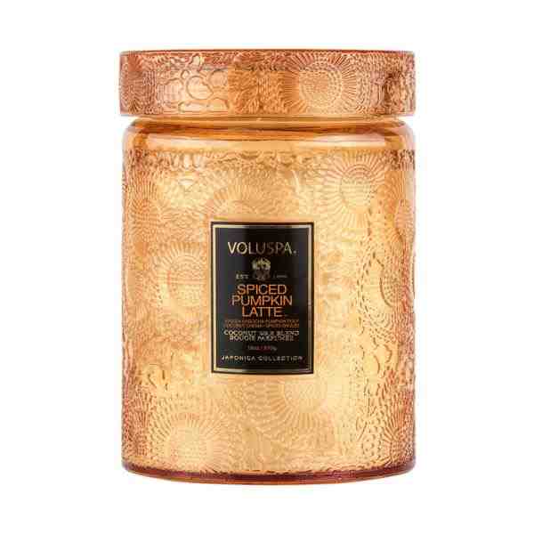 VELA POTE VIDRO G 100H TP VIDRO REL SPIC. PUMPKIN LATTE