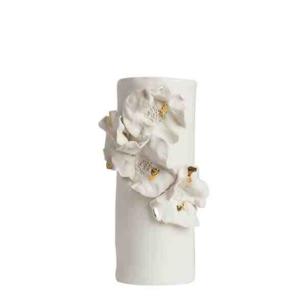 VASO M PORC COM FLORES  E OURO GIVERNY GOLD