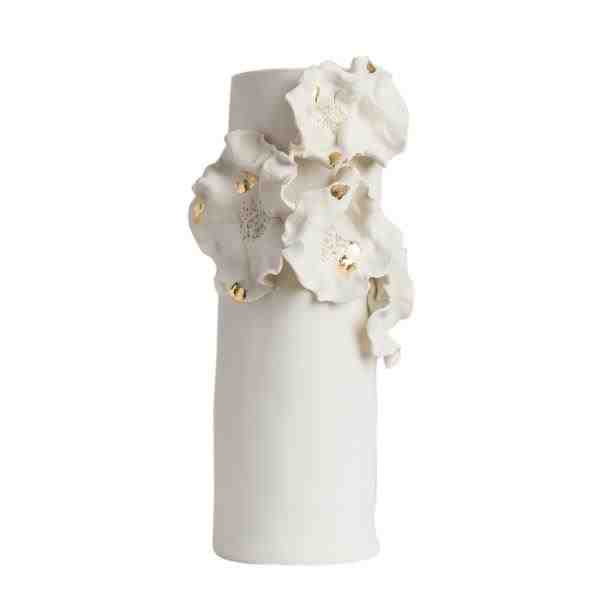 VASO G PORC COM FLORES  E OURO GIVERNY GOLD