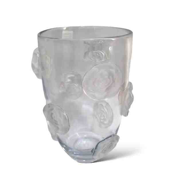 VASO EM VIDRO INCOLOR COM DETALHES FOSCO