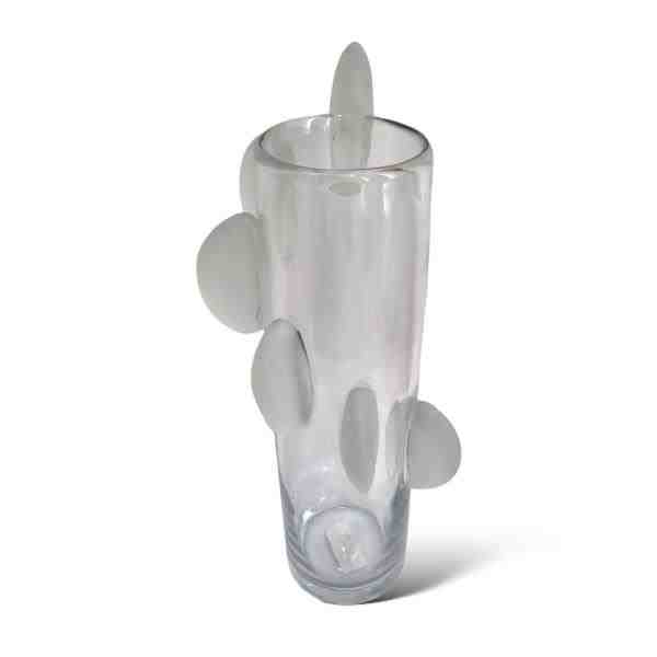 VASO EM VIDRO INCOLOR COM DETALHES FOSCO G