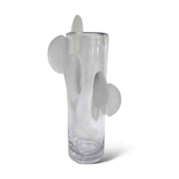 VASO EM VIDRO INCOLOR COM DETALHES FOSCO P