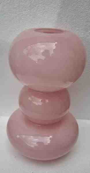VASO VRD PEEBLE ROSA VIDRO