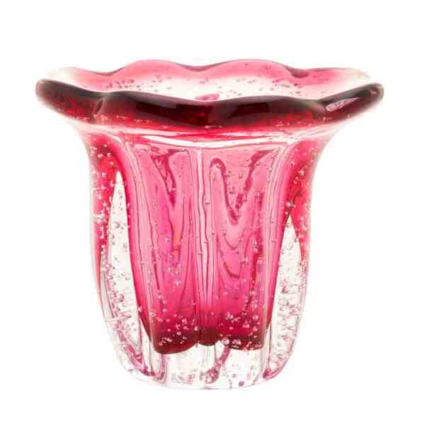 VASO VIDRO ITALY ROSA 12X11CM
