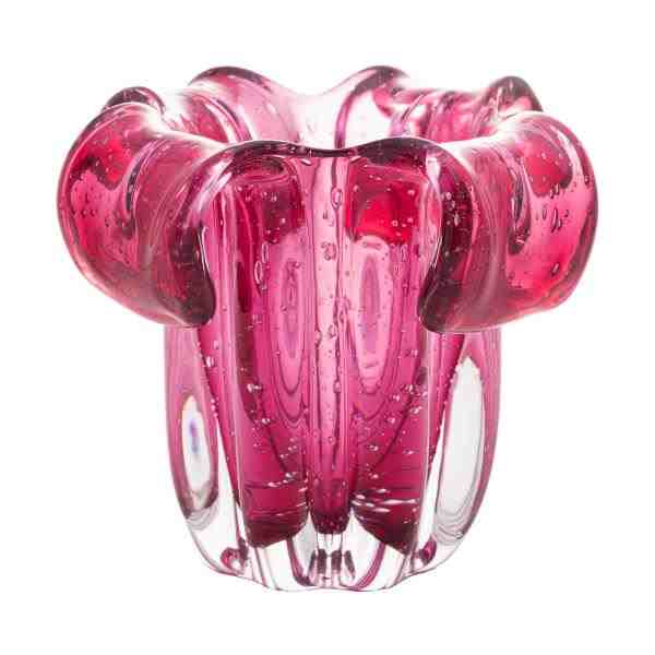 VASO VIDRO ITALY ROSA 15X16CM
