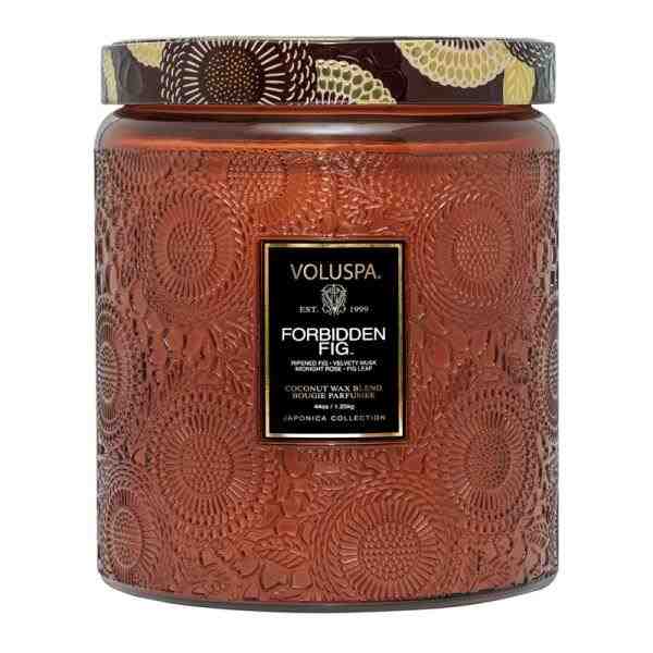 VELA POTE VIDRO LUXE 140H FORBIDDEN FIG