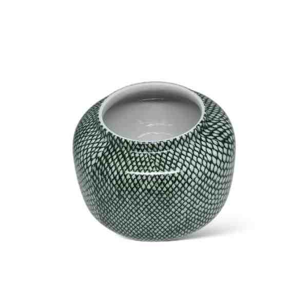 VASO EM CERAMICA VERDE ESTAMPA PELE DE COBRA P
