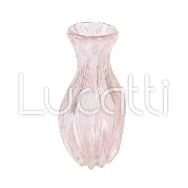 VASO EM VIDRO ROSA COM DETALHE DOURADO G