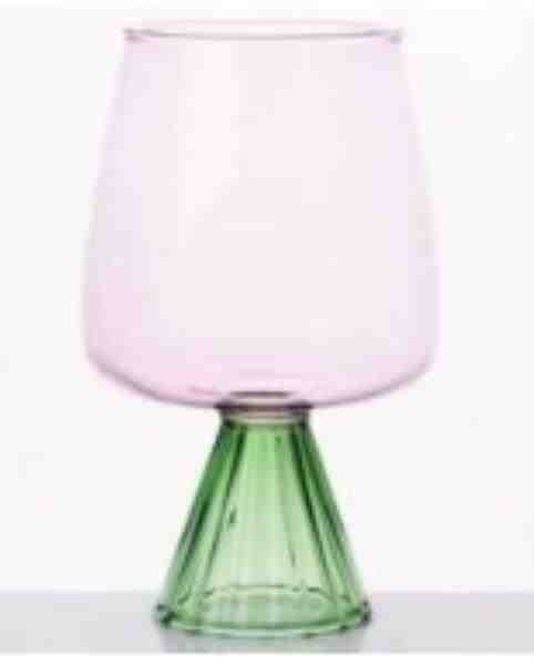 TAÇA ROSA E VERDE 630ML 6 PÇS