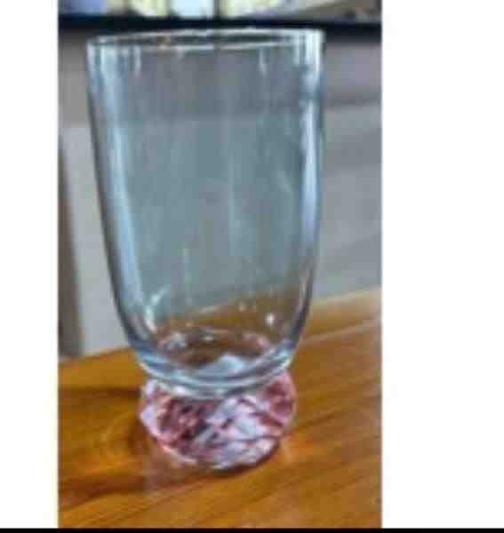 TAÇA DE VIDRO ROSA E AZUL 460ML
