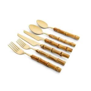 CONJUNTO DE TALHERES 36 PEÇAS GARBO BAMBU NATURAL